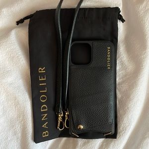 Bandolier Emma Pebble Leather Crossbody in black/gold